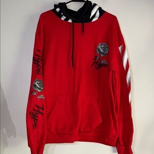 Hype Red Sweatshirt with Bold Stripes
